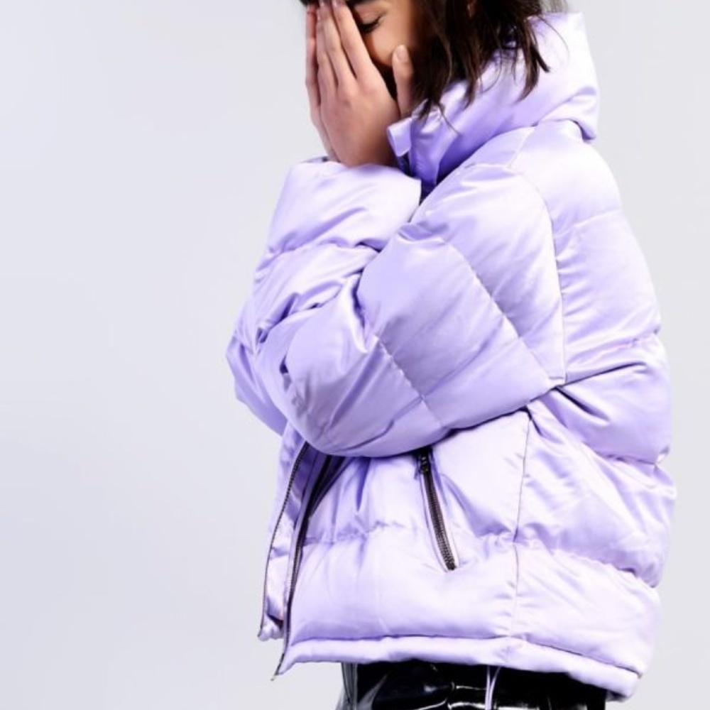 LILAC Satin Puffer Jacket by Glamorous